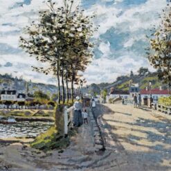 Impressionist Oil Painting of The Bridge at Bougival (1869) by Claude Monet – Handcrafted Masterpiece from Dafen Village Studio