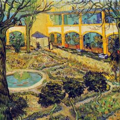 Authentic Vincent van Gogh 1889 The Courtyard of the Hospital in Arles – Hand-Painted Oil Painting Reproduction