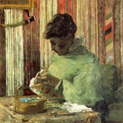 The Embroiderer" by Paul Gauguin 1878 - Hand-Painted Oil Painting Reproduction | Portrait of Mette Gauguin