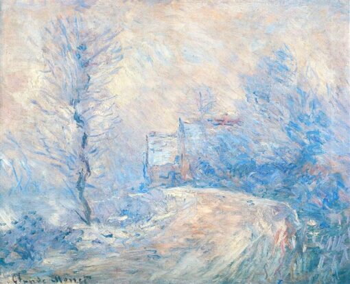 Hand-Painted The Entrance to Giverny under the Snow (1885) by Claude Monet – Custom Oil Painting Reproduction from Dafen Village Studio