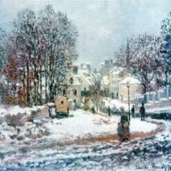 Original Hand-painted Monet Oil Painting – "The Grand Street Entering to Argenteuil, Winter," Custom Canvas Art for Elegant Home or Office Decor