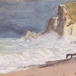 Hand-painted Oil Painting of "The Manneport, Etretat - Amont Cliff, Rough Weather" by Claude Monet, Customizable Canvas Art from Dafen Village Studio