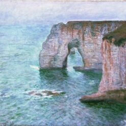 Original Hand-painted Monet Oil Painting – "The Manneport Seen from the East," Custom Canvas Art for Elegant Home or Office Decor