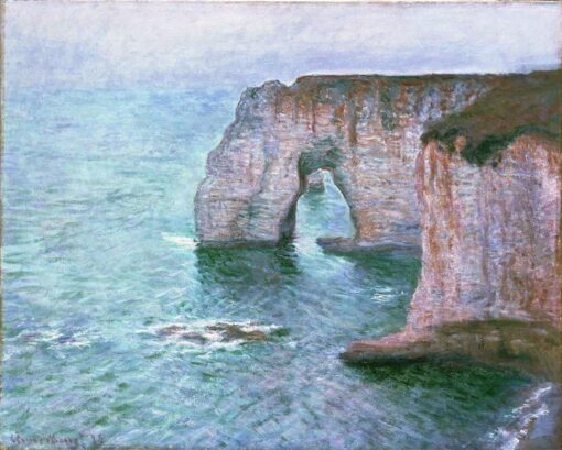 Original Hand-painted Monet Oil Painting – “The Manneport Seen from the East,” Custom Canvas Art for Elegant Home or Office Decor