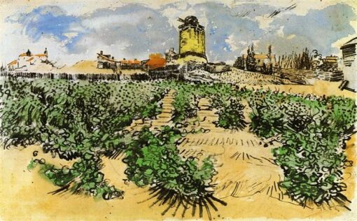 Authentic Van Gogh 1888 The Mill of Alphonse Daudet at Fontevieille – Handcrafted Oil Painting Reproduction