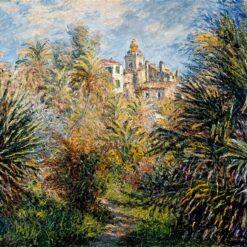 Original Oil Painting of "The Moreno Garden at Bordighera" by Claude Monet, Handcrafted Canvas Art for Home Decor from Dafen Village