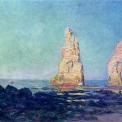 Impressionist Oil Painting of "The Needle of Etretat, Low Tide" by Claude Monet, Custom Canvas Artwork from Dafen Village