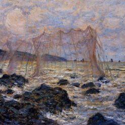 Original Hand-painted Monet Oil Painting – "The Nets," Custom Canvas Art for Elegant Home or Office Decor
