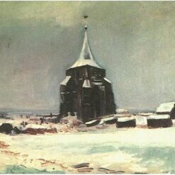 The Old Cemetery Tower at Nuenen in the Snow by Van Gogh – 1885 Oil Painting Reproduction, High-Quality Canvas Art