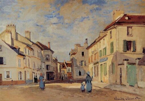 Cuadro al óleo pintado a mano de “La antigua Rue de la Chaussée, Argenteuil”, de Claude Monet; obra de arte sobre lienzo personalizable de Dafen Village Studio