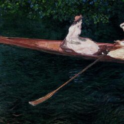 Claude Monet's "The Pink Skiff, Boating on the Epte" Oil Painting Reproduction, High-Quality Canvas Artwork from Dafen Village