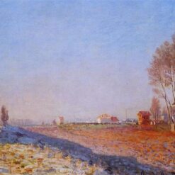 Original Oil Painting of "The Plain of Colombes, White Frost" by Claude Monet, Handcrafted Canvas Art for Home Decor from Dafen Village