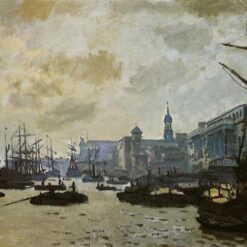 Original Hand-painted Monet Oil Painting – "The Port of London," Custom Canvas Art for Elegant Home or Office Decor