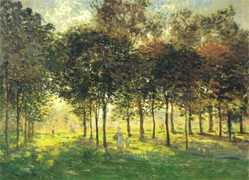 Impressionist Landscape Oil Painting of “The Promenade at Argenteuil, Soleil Couchant” (1874) by Claude Monet – Custom Artwork from Dafen Village