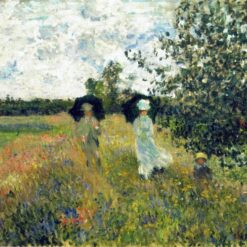 Impressionist Style Oil Painting of "The Promenade near Argenteuil" by Claude Monet, Hand-painted Canvas Art from Dafen Village