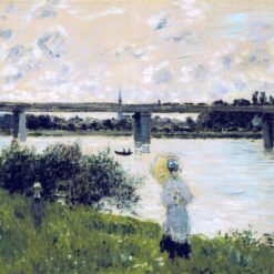 Original Hand-painted Monet Oil Painting – "The Promenade near the Bridge of Argenteuil," Custom Canvas Art for Elegant Home or Office Decor