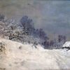 Impressionist Oil Painting of "The Road in front of Saint-Simeon Farm in Winter" by Claude Monet, Custom Canvas Artwork from Dafen Village