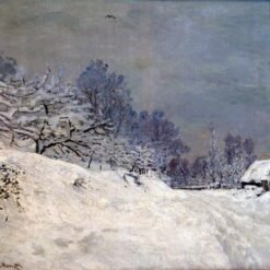 Impressionist Oil Painting of "The Road in front of Saint-Simeon Farm in Winter" by Claude Monet, Custom Canvas Artwork from Dafen Village