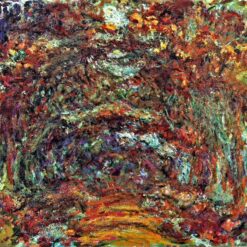 Impressionist Style Oil Painting of "The Rose Path, Giverny" by Claude Monet, Hand-painted Canvas Art from Dafen Village