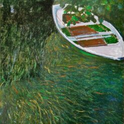 Original Hand-painted Monet Oil Painting – "The Row Boat," Custom Canvas Art for Elegant Home or Office Decor