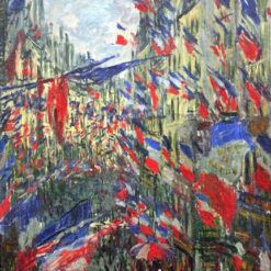 Claude Monet's "The Rue Montargueil with Flags" Oil Painting Reproduction, High-Quality Canvas Artwork from Dafen Village