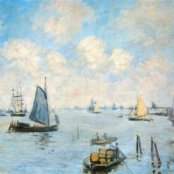 Original Oil Painting of "The Sea at Amsterdam" by Claude Monet, Handcrafted Canvas Art for Home Decor from Dafen Village