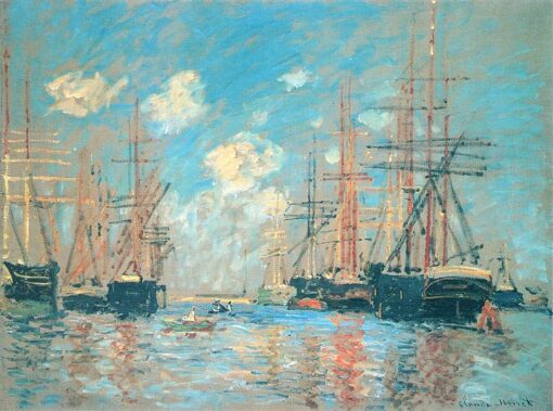 Monet’s The Sea, Port in Amsterdam (1874) – Premium Oil Painting Reproduction on Canvas, Hand-Painted by Dafen Village Artists
