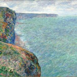 Original Oil Painting of "The Sea Seen from the Cliffs of Fécamp" by Claude Monet, Handcrafted Canvas Art for Home Decor from Dafen Village