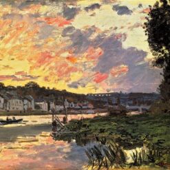 Impressionist Oil Painting of The Seine at Bougival in the Evening (1869) by Claude Monet – Custom Artwork from Dafen Village
