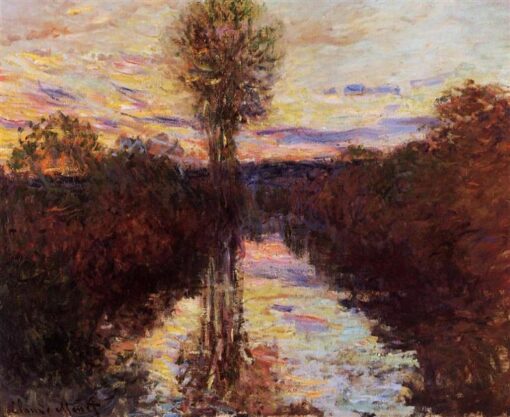 Original-Reproduktion des handgemalten Ölgemäldes von Monets „Der kleine Seitenarm der Seine bei Mosseaux, Abend“ (1878) – ideal für eine klassische Inneneinrichtung