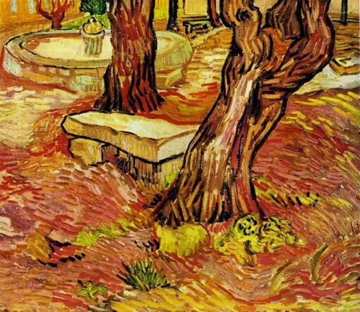 Buy Van Gogh The Stone Bench in the Garden at Saint-Paul Hospital – 1889 Custom Oil Painting Reproduction for Home Decor