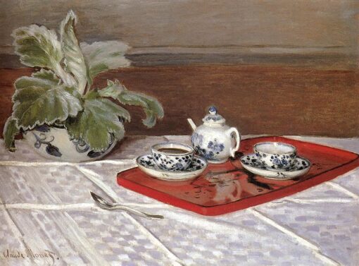 Claude Monet The Tea Set 1872 Impressionist Oil Painting – Hand-Painted Reproduction for Elegant Home Decor from Dafen Village Studio