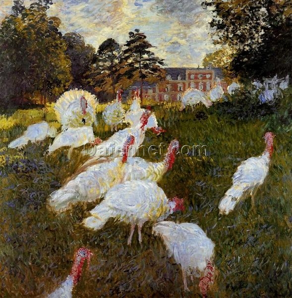 Stunning Hand-Painted The Turkeys by Claude Monet (1876) – Custom Impressionist Oil Painting, Dafen Village
