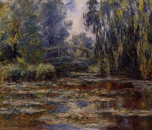 Hand-Painted Water Lily Pond and Bridge (1905) by Claude Monet – Stunning Fine Art Reproduction for Modern Interiors