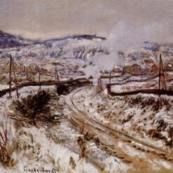 Dafen Village Studio Custom Oil Painting of Train in the Snow at Argenteuil by Claude Monet