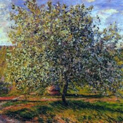 Claude Monet Oil Painting Reproduction - Tree in Flower near Vetheuil (1879), Impressionist Floral Artwork on Canvas