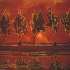 Piet Mondrian 'Trees by the Gein at Moonrise' – Authentic Oil Painting Reproduction | Moonlit Dutch Landscape for Sale
