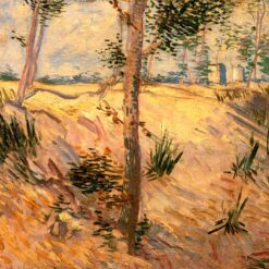 Authentic Van Gogh 1887 Trees in a Field on a Sunny Day – Handcrafted Oil Painting Reproduction