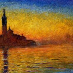 Venetian Twilight 1908 - Claude Monet Inspired Oil Painting, Hand-Painted with Stunning Detail by Dafen Village