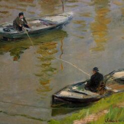 Authentic Claude Monet Two Anglers (1882) Oil Painting Reproduction - High-Quality Custom Art from Dafen Village Studio