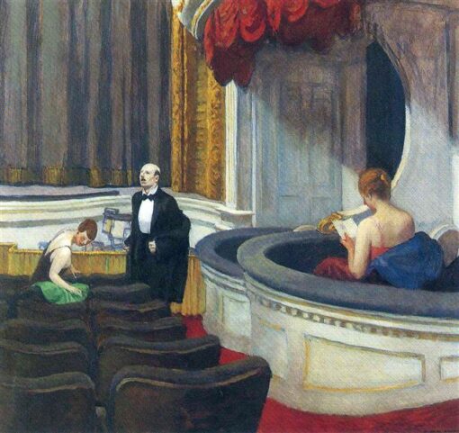 Dos en el pasillo” de Edward Hopper - Reproducción de pintura al óleo de 1927 | Hermosa obra de arte sobre lienzo pintada a mano para coleccionistas de arte
