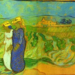 Two Women Crossing the Fields (1890) by Van Gogh – Hand-Painted Oil Painting Reproduction from Dafen Village