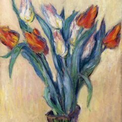 Claude Monet Vase of Tulips (1885) Fine Art Oil Painting - Handcrafted Floral Wall Art from Dafen Village Studio