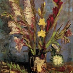 Vase with Gladioli by Van Gogh – 1886 Oil Painting Reproduction, Premium Quality Canvas Art