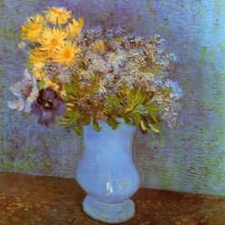Authentic Van Gogh 1887 Vase with Lilacs, Daisies and Anemones – Handcrafted Oil Painting Reproduction