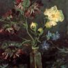 Vase with Myosotis and Peonies by Van Gogh – 1886 Hand-Painted Oil Painting Reproduction from Dafen Village