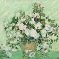 Authentic 1890 Vase with Pink Roses by Vincent van Gogh – High-Quality Oil Painting Reproduction