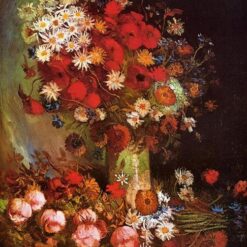 Van Gogh Vase with Poppies, Cornflowers, Peonies and Chrysanthemums – 1886 Oil Painting Reproduction on Canvas for Art Collectors