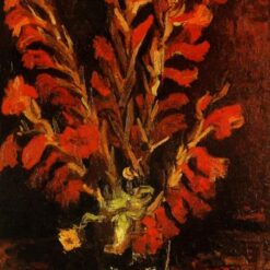 Buy Van Gogh Vase with Red Gladioli – 1886 Custom Oil Painting Reproduction for Elegant Home Decor