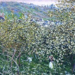 Claude Monet's Vetheuil, Flowering Plum Trees (1879) - Impressionist Oil Painting Reproduction, Crafted by Dafen Village Studio